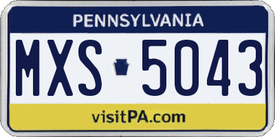 PA license plate MXS5043