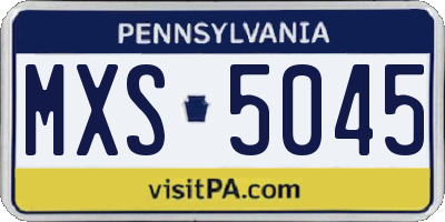 PA license plate MXS5045