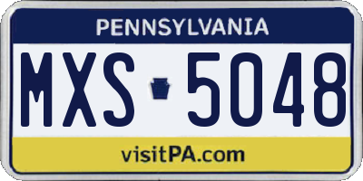 PA license plate MXS5048