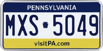PA license plate MXS5049