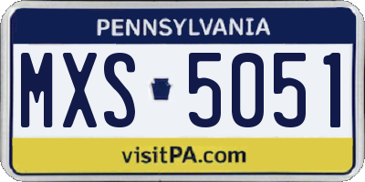 PA license plate MXS5051