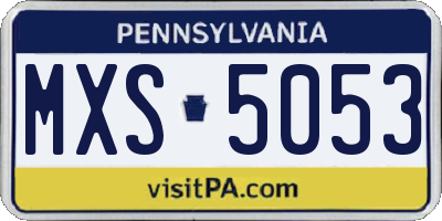 PA license plate MXS5053