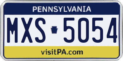 PA license plate MXS5054