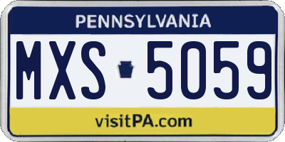 PA license plate MXS5059