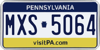 PA license plate MXS5064