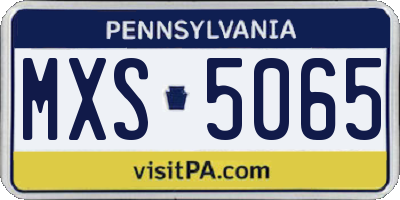 PA license plate MXS5065
