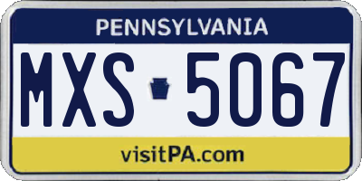 PA license plate MXS5067