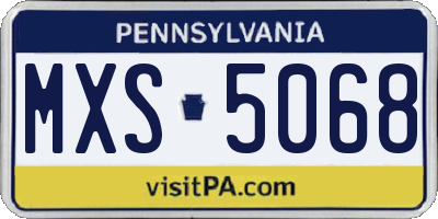 PA license plate MXS5068