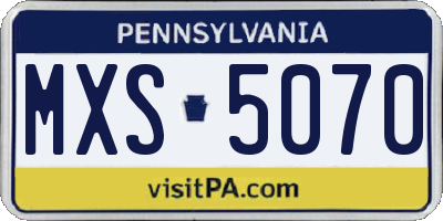 PA license plate MXS5070