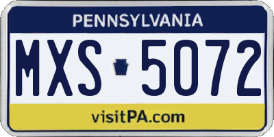PA license plate MXS5072