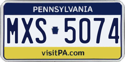 PA license plate MXS5074