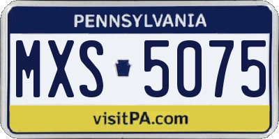 PA license plate MXS5075