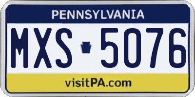 PA license plate MXS5076