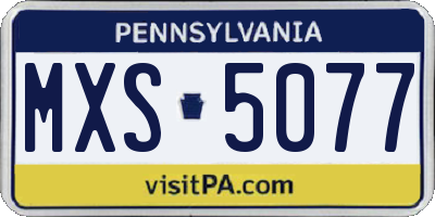 PA license plate MXS5077