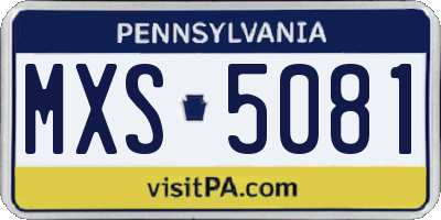 PA license plate MXS5081