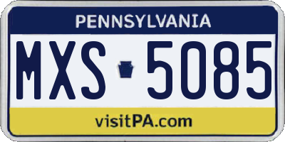 PA license plate MXS5085