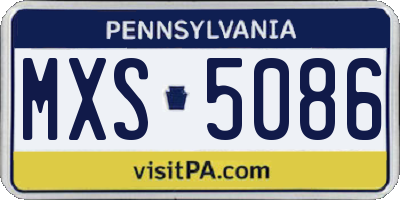 PA license plate MXS5086
