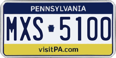 PA license plate MXS5100