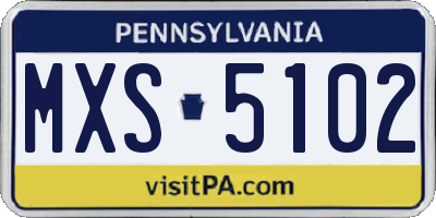 PA license plate MXS5102