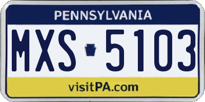 PA license plate MXS5103