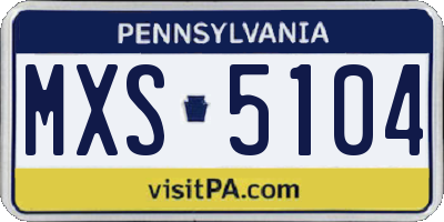 PA license plate MXS5104