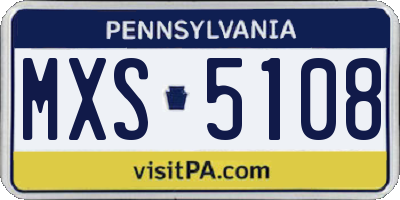 PA license plate MXS5108