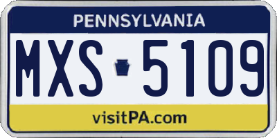 PA license plate MXS5109