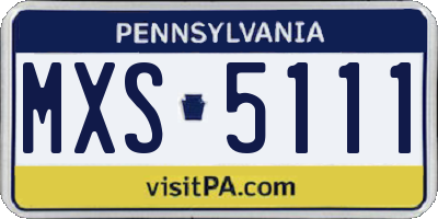 PA license plate MXS5111