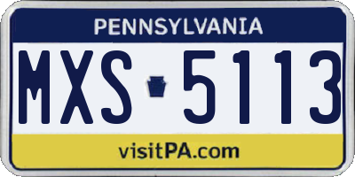 PA license plate MXS5113