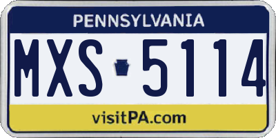 PA license plate MXS5114