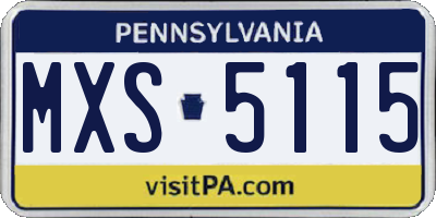 PA license plate MXS5115