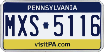 PA license plate MXS5116