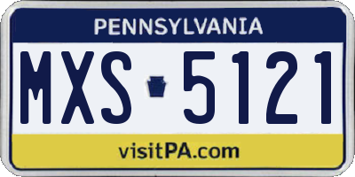 PA license plate MXS5121