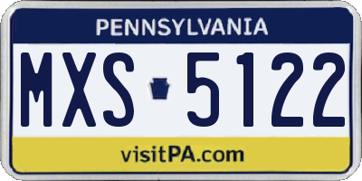 PA license plate MXS5122