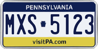 PA license plate MXS5123