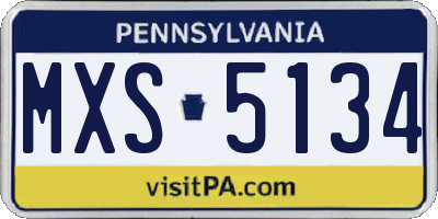 PA license plate MXS5134