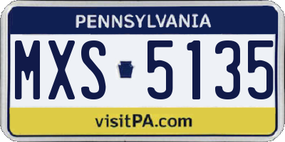PA license plate MXS5135