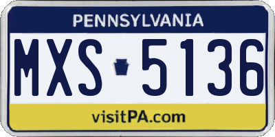 PA license plate MXS5136