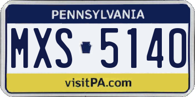 PA license plate MXS5140