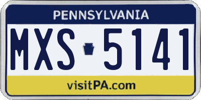 PA license plate MXS5141