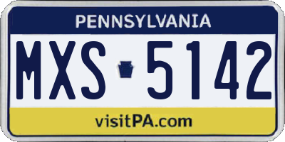 PA license plate MXS5142