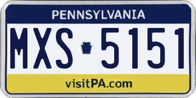 PA license plate MXS5151