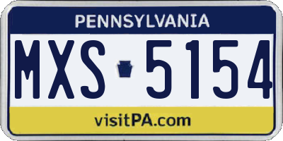 PA license plate MXS5154