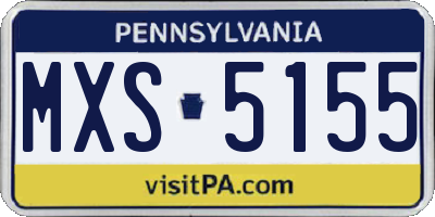 PA license plate MXS5155