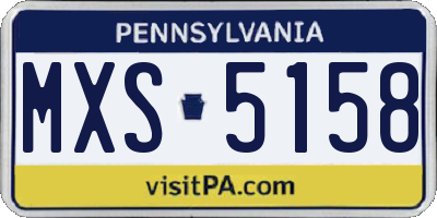 PA license plate MXS5158