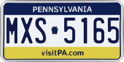PA license plate MXS5165