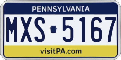 PA license plate MXS5167