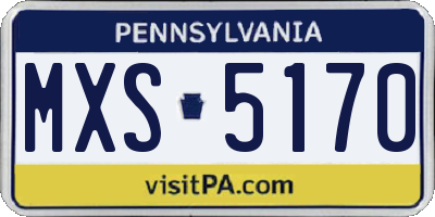 PA license plate MXS5170