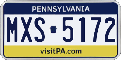 PA license plate MXS5172