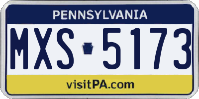PA license plate MXS5173